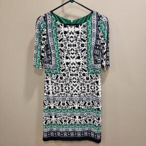 Vince Camuto Sheath Dress Women's Size‎ 6 Geometric Short Sleeves Stretch